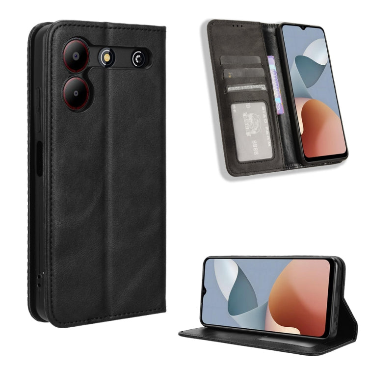 Custodia per telefono in pelle con trama retrò con fibbia magnetica, For ZTE nubia Neo 2, For ZTE Blade A34, For ZTE Libero 5G IV, For ZTE nubia Z60 Ultra, For ZTE Blade A54, For ZTE Blade A73 4G