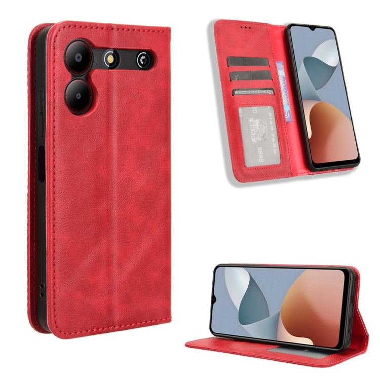 Custodia per telefono in pelle con trama retrò con fibbia magnetica, For ZTE nubia Neo 2, For ZTE Blade A34, For ZTE Libero 5G IV, For ZTE nubia Z60 Ultra, For ZTE Blade A54, For ZTE Blade A73 4G