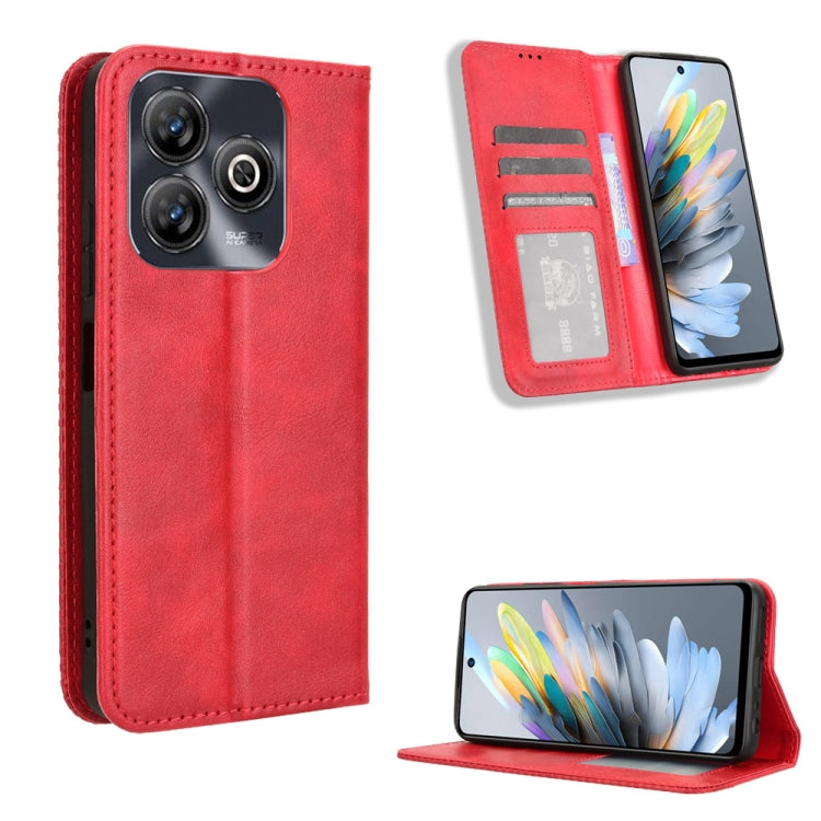 Custodia per telefono in pelle con trama retrò con fibbia magnetica, For ZTE Blade A35 Lite, For ZTE Blade V70 4G, For ZTE nubia Red Magic 10 Pro / 10 Pro+, For ZTE Blade V60 Design, For ZTE Blade A75 5G, For ZTE Blade A75 4G