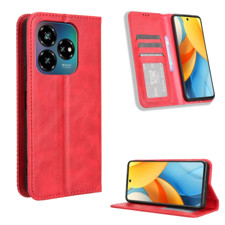 Custodia per telefono in pelle con trama retrò con fibbia magnetica, For ZTE Blade A35 Lite, For ZTE Blade V70 4G, For ZTE nubia Red Magic 10 Pro / 10 Pro+, For ZTE Blade V60 Design, For ZTE Blade A75 5G, For ZTE Blade A75 4G