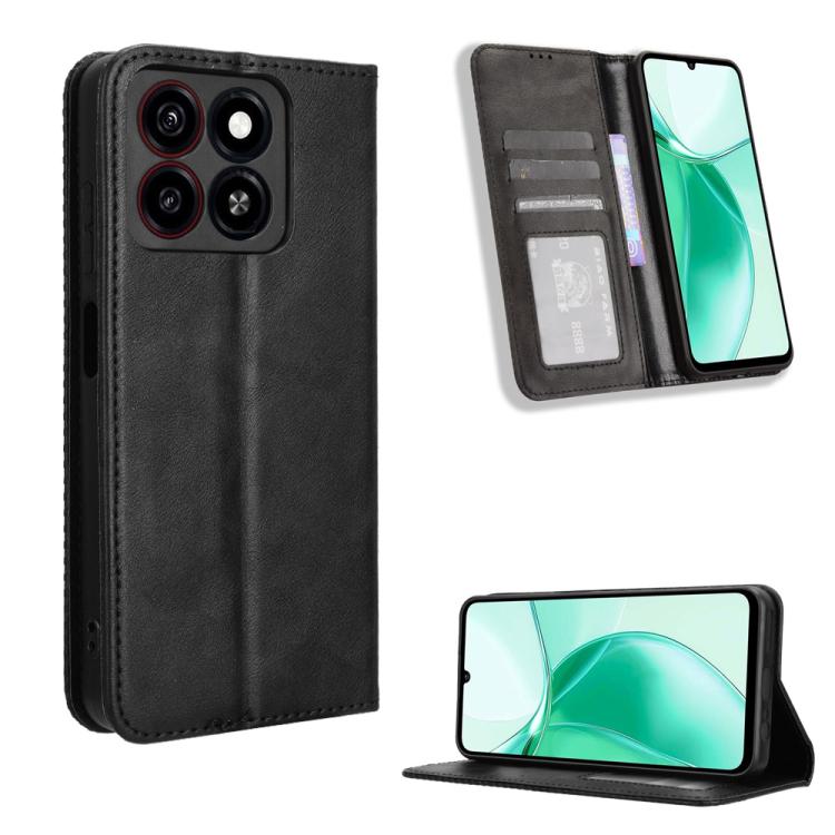 Custodia per telefono in pelle con trama retrò con fibbia magnetica, For ZTE nubia Z60S Pro, For ZTE Blade A35, For ZTE Axon 60 Lite / Blade V60 Vita, For ZTE Blade V60 / Axon 60 4G, For ZTE Anshin Family, For ZTE nubia Focus Pro 5G