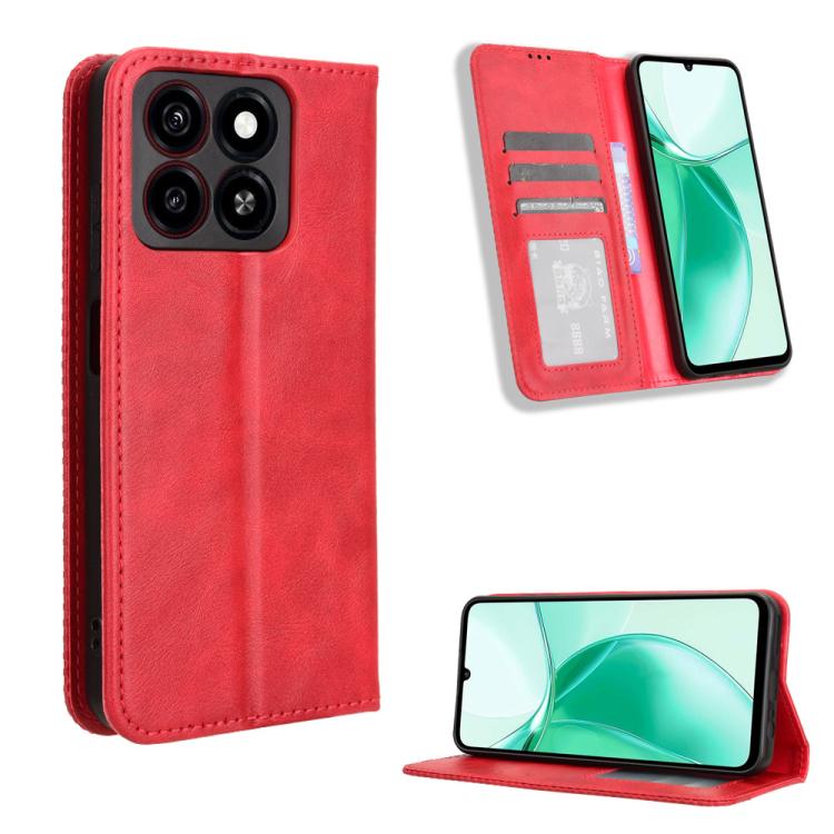 Custodia per telefono in pelle con trama retrò con fibbia magnetica, For ZTE nubia Z60S Pro, For ZTE Blade A35, For ZTE Axon 60 Lite / Blade V60 Vita, For ZTE Blade V60 / Axon 60 4G, For ZTE Anshin Family, For ZTE nubia Focus Pro 5G