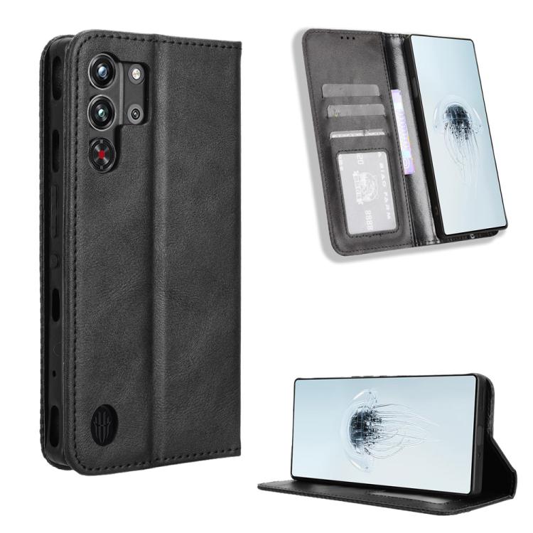 Custodia per telefono in pelle con trama retrò con fibbia magnetica, For ZTE Blade A35 Lite, For ZTE Blade V70 4G, For ZTE nubia Red Magic 10 Pro / 10 Pro+, For ZTE Blade V60 Design, For ZTE Blade A75 5G, For ZTE Blade A75 4G