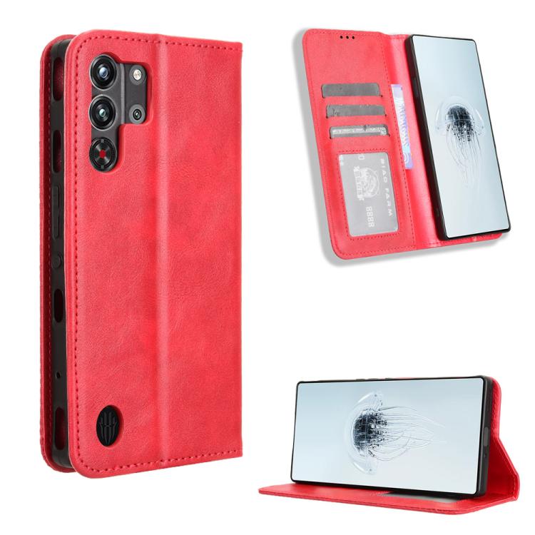 Custodia per telefono in pelle con trama retrò con fibbia magnetica, For ZTE Blade A35 Lite, For ZTE Blade V70 4G, For ZTE nubia Red Magic 10 Pro / 10 Pro+, For ZTE Blade V60 Design, For ZTE Blade A75 5G, For ZTE Blade A75 4G