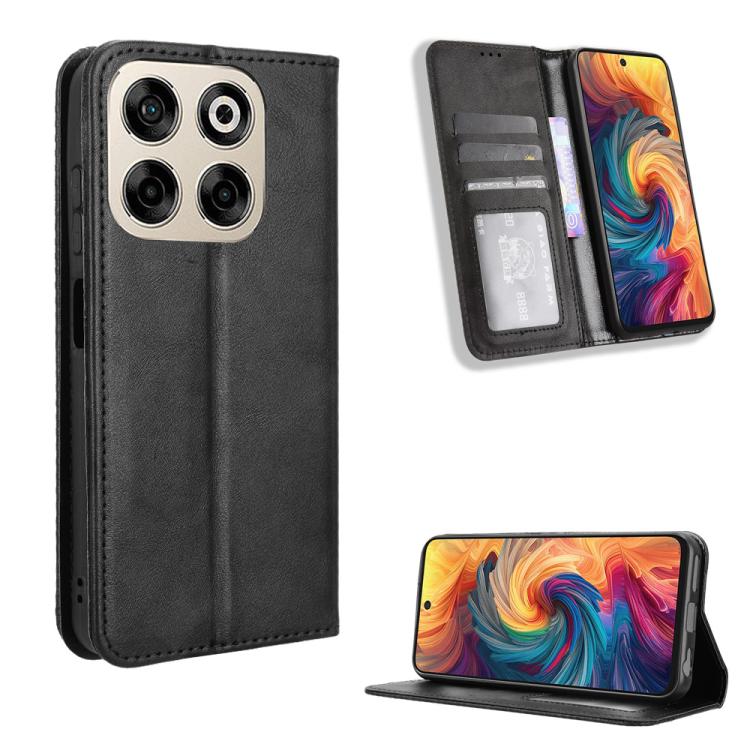 Custodia per telefono in pelle con trama retrò con fibbia magnetica, For ZTE Blade A35 Lite, For ZTE Blade V70 4G, For ZTE nubia Red Magic 10 Pro / 10 Pro+, For ZTE Blade V60 Design, For ZTE Blade A75 5G, For ZTE Blade A75 4G