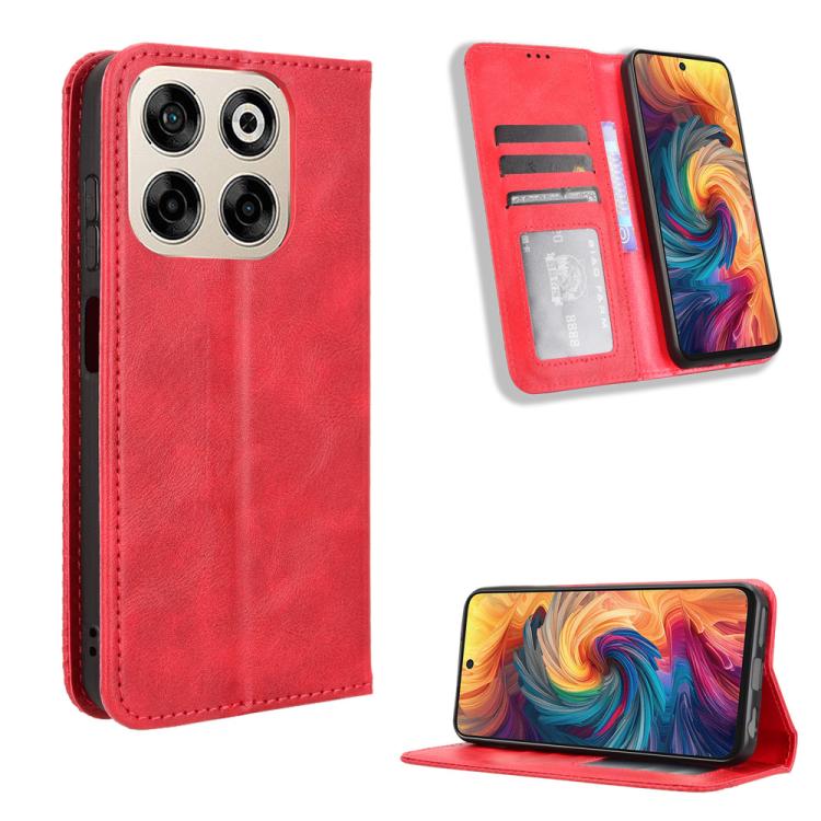 Custodia per telefono in pelle con trama retrò con fibbia magnetica, For ZTE Blade A35 Lite, For ZTE Blade V70 4G, For ZTE nubia Red Magic 10 Pro / 10 Pro+, For ZTE Blade V60 Design, For ZTE Blade A75 5G, For ZTE Blade A75 4G