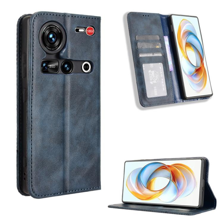 Custodia per telefono in pelle con trama retrò con fibbia magnetica, For ZTE nubia Focus 2 5G, For ZTE nubia Music 2, For ZTE nubia S 5G A403ZT, For ZTE Blade V70 Max, For ZTE Blade V70 Design 4G, For ZTE nubia Z70 Ultra