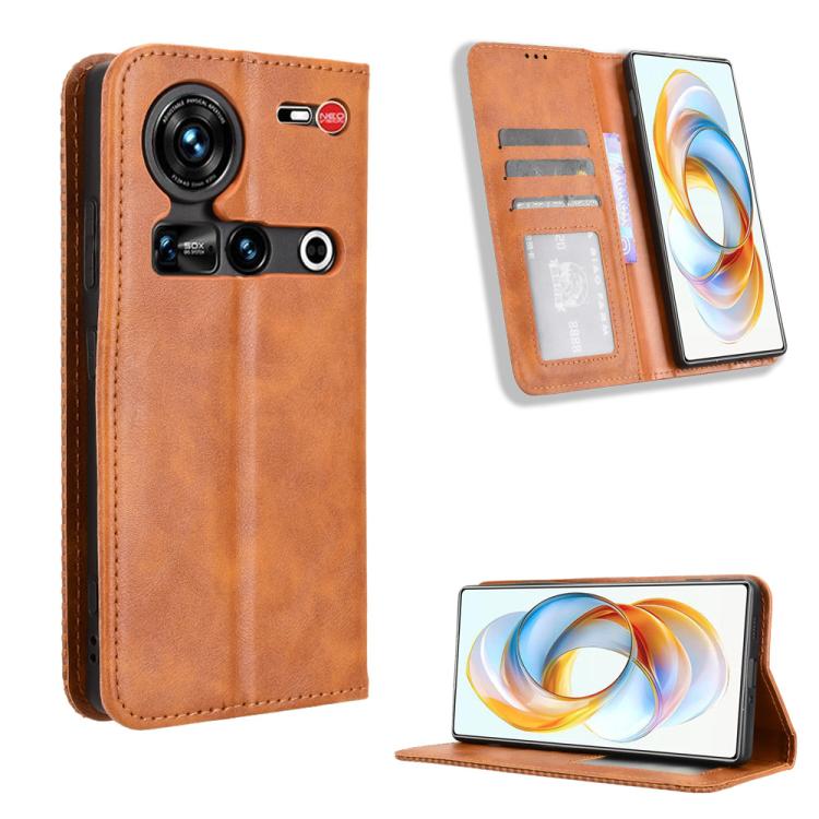 Custodia per telefono in pelle con trama retrò con fibbia magnetica, For ZTE nubia Focus 2 5G, For ZTE nubia Music 2, For ZTE nubia S 5G A403ZT, For ZTE Blade V70 Max, For ZTE Blade V70 Design 4G, For ZTE nubia Z70 Ultra