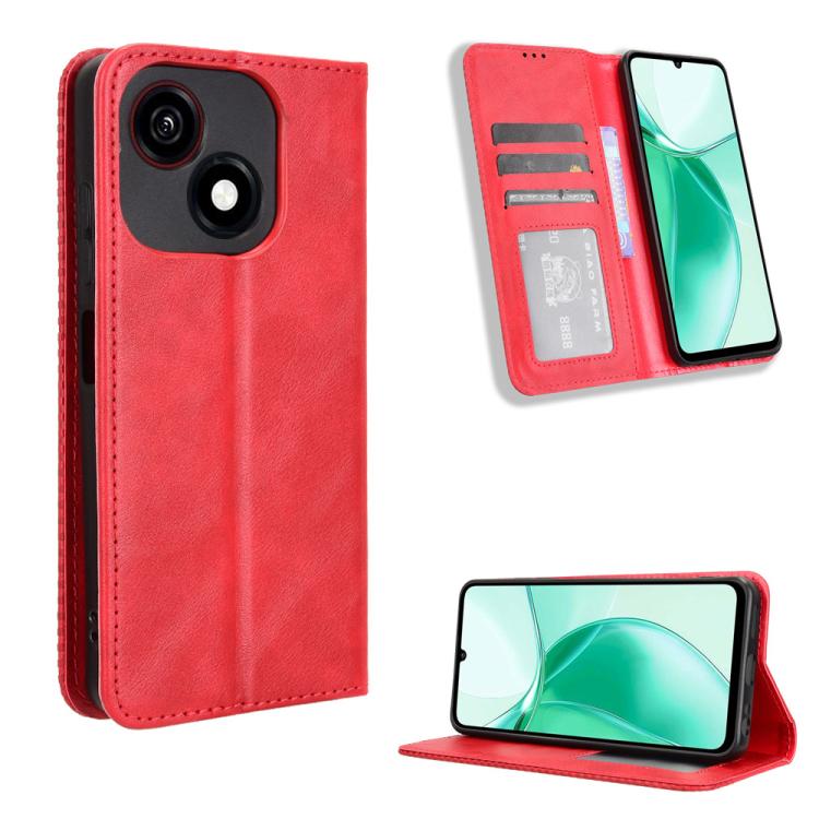 Custodia per telefono in pelle con trama retrò con fibbia magnetica, For ZTE Blade A56 4G, For ZTE nubia Neo 3 5G, For ZTE nubia Red Magic 10 Air, For ZTE Blade A35e Z2466, For ZTE nubia Neo 3 GT 5G, For ZTE nubia Focus 2 Ultra 5G