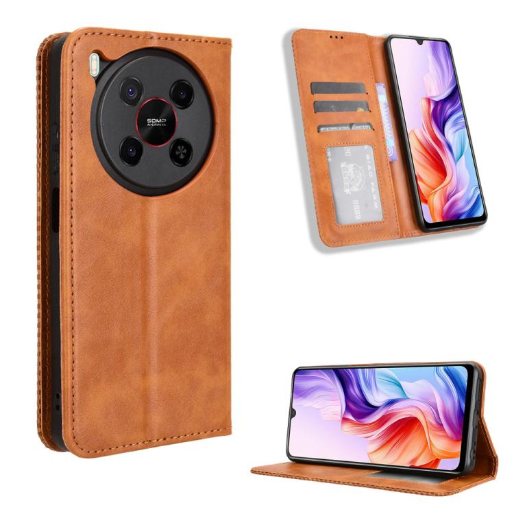 Custodia per telefono in pelle con trama retrò con fibbia magnetica, For ZTE nubia Focus 2 5G, For ZTE nubia Music 2, For ZTE nubia S 5G A403ZT, For ZTE Blade V70 Max, For ZTE Blade V70 Design 4G, For ZTE nubia Z70 Ultra