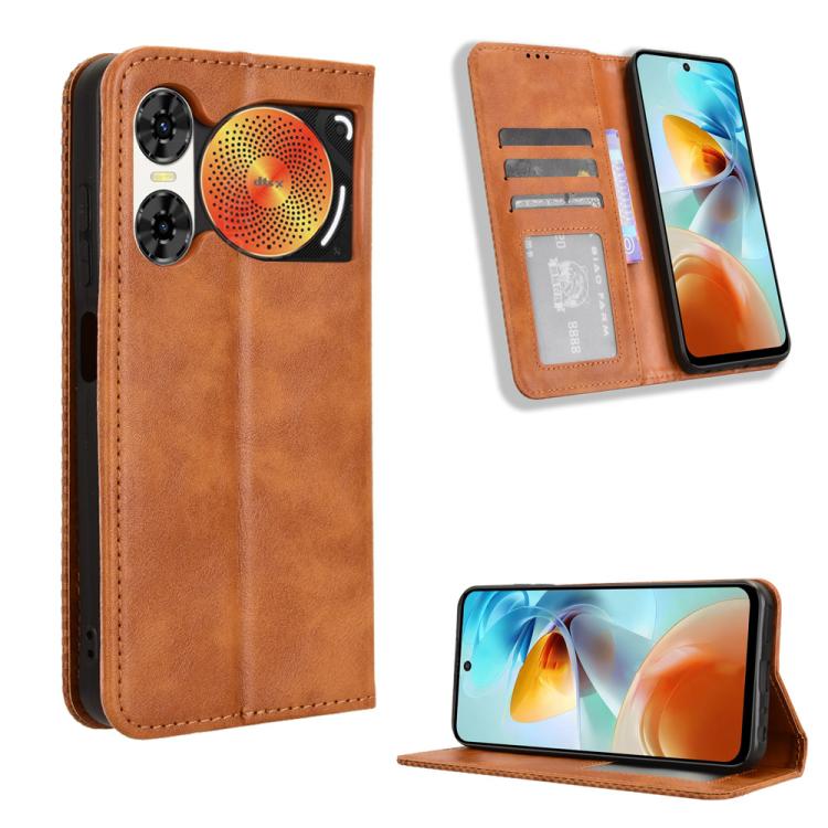 Custodia per telefono in pelle con trama retrò con fibbia magnetica, For ZTE nubia Focus 2 5G, For ZTE nubia Music 2, For ZTE nubia S 5G A403ZT, For ZTE Blade V70 Max, For ZTE Blade V70 Design 4G, For ZTE nubia Z70 Ultra