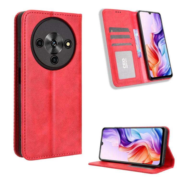Custodia per telefono in pelle con trama retrò con fibbia magnetica, For ZTE nubia Air, For ZTE nubia Z80 Ultra, For ZTE nubia RedMagic 11 Pro / 11 Pro+, For ZTE Blade A76 4G, For ZTE Blade A76 5G, For ZTE Blade A36 4G
