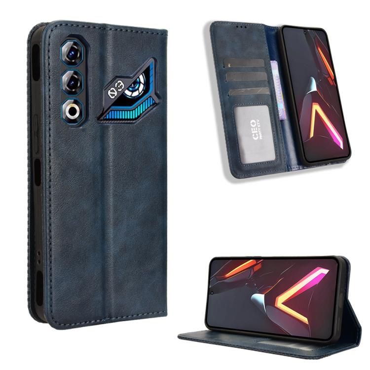 Custodia per telefono in pelle con trama retrò con fibbia magnetica, For ZTE Blade A56 4G, For ZTE nubia Neo 3 5G, For ZTE nubia Red Magic 10 Air, For ZTE Blade A35e Z2466, For ZTE nubia Neo 3 GT 5G, For ZTE nubia Focus 2 Ultra 5G