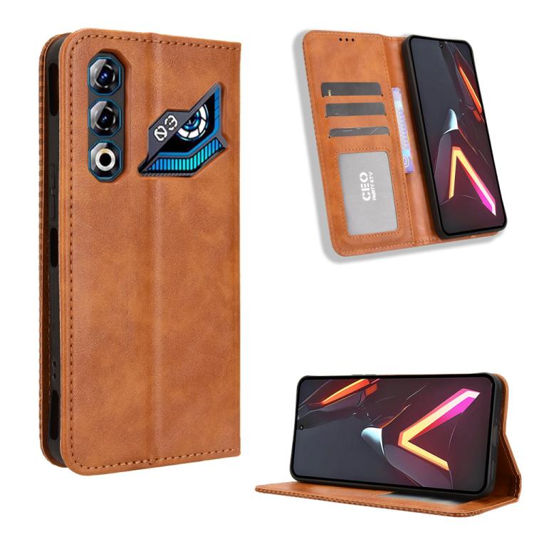 Custodia per telefono in pelle con trama retrò con fibbia magnetica, For ZTE Blade A56 4G, For ZTE nubia Neo 3 5G, For ZTE nubia Red Magic 10 Air, For ZTE Blade A35e Z2466, For ZTE nubia Neo 3 GT 5G, For ZTE nubia Focus 2 Ultra 5G