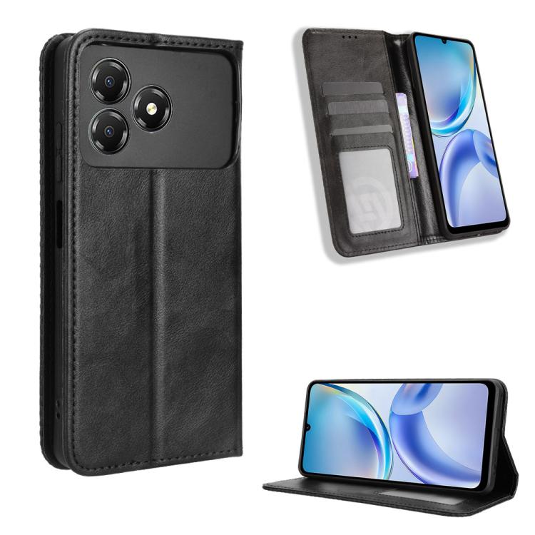 Custodia per telefono in pelle con trama retrò con fibbia magnetica, For ZTE nubia Air, For ZTE nubia Z80 Ultra, For ZTE nubia RedMagic 11 Pro / 11 Pro+, For ZTE Blade A76 4G, For ZTE Blade A76 5G, For ZTE Blade A36 4G