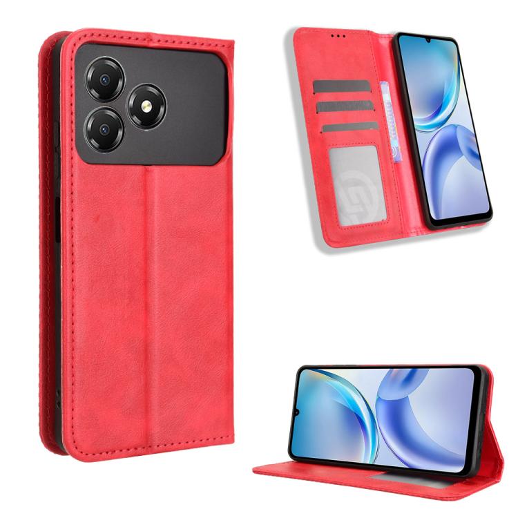 Custodia per telefono in pelle con trama retrò con fibbia magnetica, For ZTE nubia Air, For ZTE nubia Z80 Ultra, For ZTE nubia RedMagic 11 Pro / 11 Pro+, For ZTE Blade A76 4G, For ZTE Blade A76 5G, For ZTE Blade A36 4G