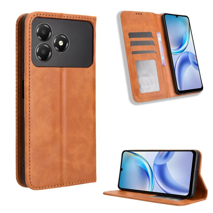 Custodia per telefono in pelle con trama retrò con fibbia magnetica, For ZTE nubia Air, For ZTE nubia Z80 Ultra, For ZTE nubia RedMagic 11 Pro / 11 Pro+, For ZTE Blade A76 4G, For ZTE Blade A76 5G, For ZTE Blade A36 4G