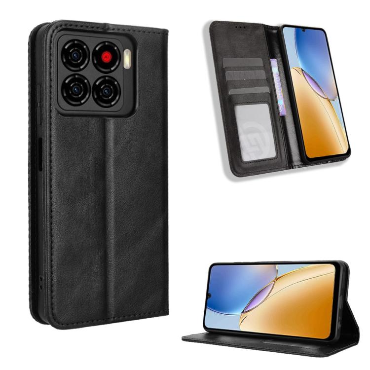 Custodia per telefono in pelle con trama retrò con fibbia magnetica, For ZTE Blade A56 4G, For ZTE nubia Neo 3 5G, For ZTE nubia Red Magic 10 Air, For ZTE Blade A35e Z2466, For ZTE nubia Neo 3 GT 5G, For ZTE nubia Focus 2 Ultra 5G