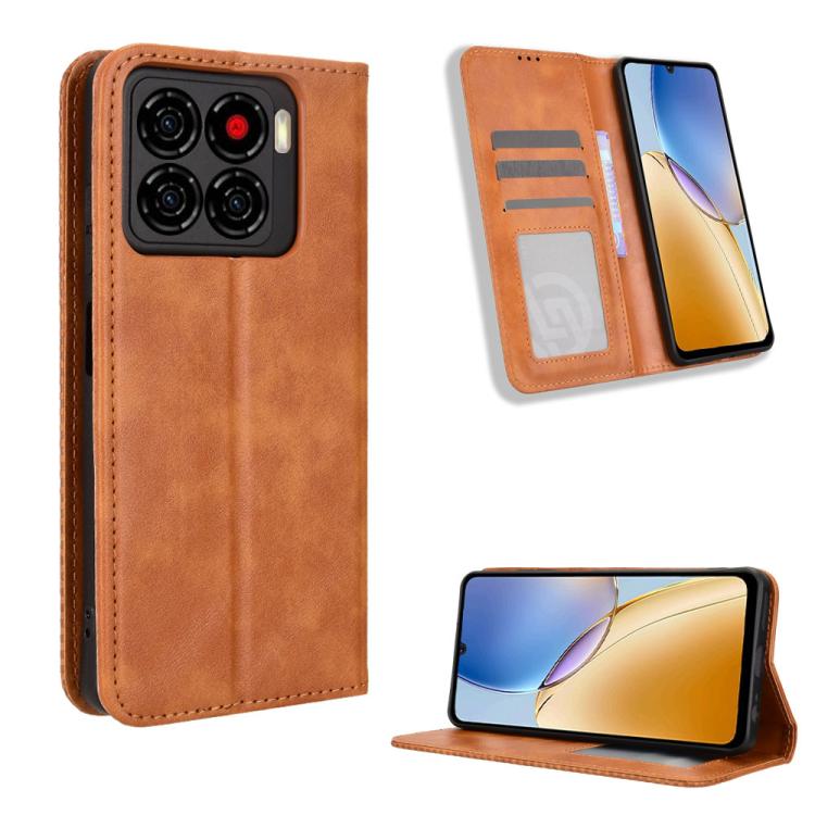 Custodia per telefono in pelle con trama retrò con fibbia magnetica, For ZTE Blade A56 4G, For ZTE nubia Neo 3 5G, For ZTE nubia Red Magic 10 Air, For ZTE Blade A35e Z2466, For ZTE nubia Neo 3 GT 5G, For ZTE nubia Focus 2 Ultra 5G