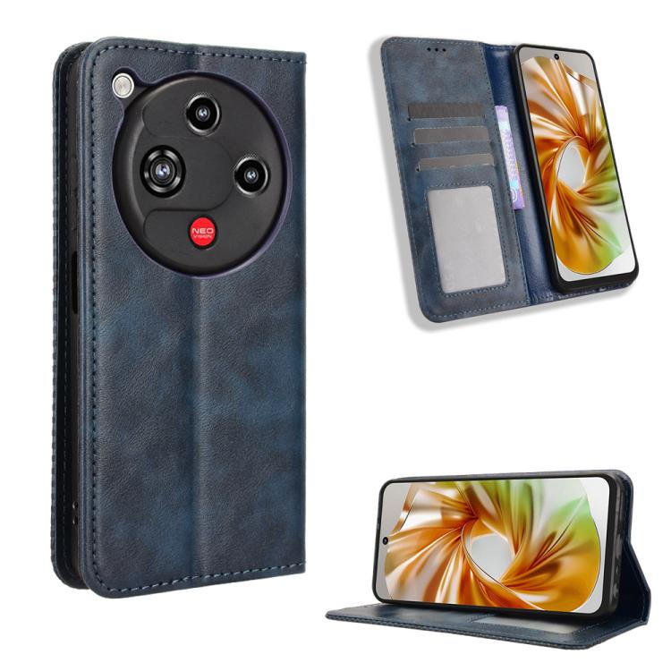 Custodia per telefono in pelle con trama retrò con fibbia magnetica, For ZTE nubia Focus 2 5G, For ZTE nubia Music 2, For ZTE nubia S 5G A403ZT, For ZTE Blade V70 Max, For ZTE Blade V70 Design 4G, For ZTE nubia Z70 Ultra