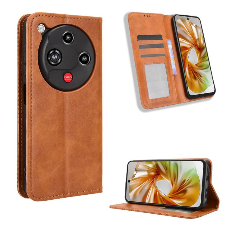 Custodia per telefono in pelle con trama retrò con fibbia magnetica, For ZTE nubia Focus 2 5G, For ZTE nubia Music 2, For ZTE nubia S 5G A403ZT, For ZTE Blade V70 Max, For ZTE Blade V70 Design 4G, For ZTE nubia Z70 Ultra