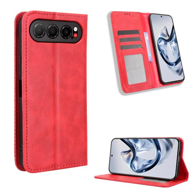 Custodia per telefono in pelle con trama retrò con fibbia magnetica, For ZTE nubia Air, For ZTE nubia Z80 Ultra, For ZTE nubia RedMagic 11 Pro / 11 Pro+, For ZTE Blade A76 4G, For ZTE Blade A76 5G, For ZTE Blade A36 4G