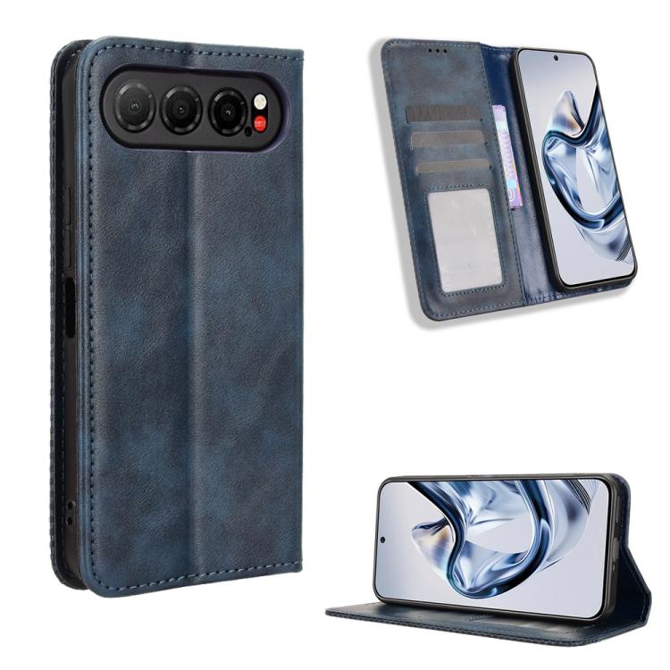 Custodia per telefono in pelle con trama retrò con fibbia magnetica, For ZTE nubia Air, For ZTE nubia Z80 Ultra, For ZTE nubia RedMagic 11 Pro / 11 Pro+, For ZTE Blade A76 4G, For ZTE Blade A76 5G, For ZTE Blade A36 4G