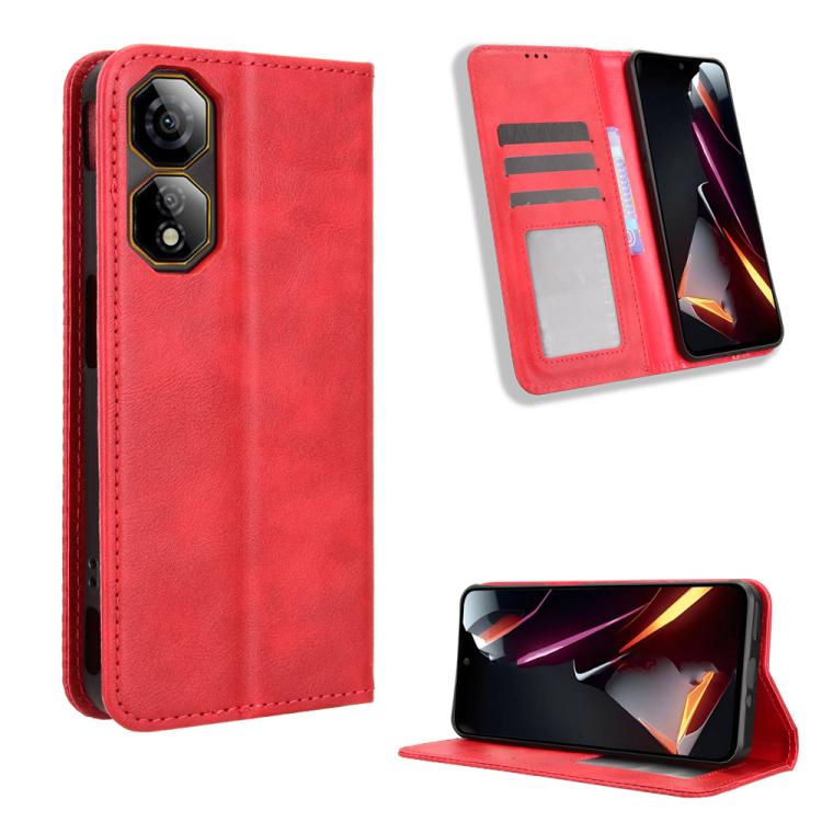 Custodia per telefono in pelle con trama retrò con fibbia magnetica, For ZTE nubia Neo 2, For ZTE Blade A34, For ZTE Libero 5G IV, For ZTE nubia Z60 Ultra, For ZTE Blade A54, For ZTE Blade A73 4G