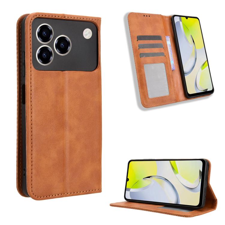 Custodia per telefono in pelle con trama retrò con fibbia magnetica, For ZTE nubia Air, For ZTE nubia Z80 Ultra, For ZTE nubia RedMagic 11 Pro / 11 Pro+, For ZTE Blade A76 4G, For ZTE Blade A76 5G, For ZTE Blade A36 4G