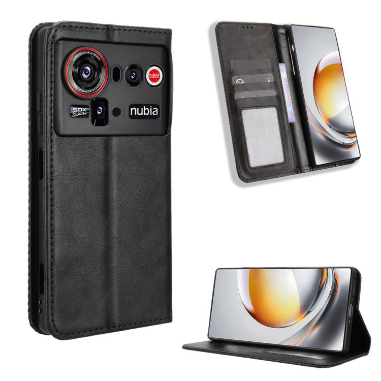 Custodia per telefono in pelle con trama retrò con fibbia magnetica, For ZTE nubia Air, For ZTE nubia Z80 Ultra, For ZTE nubia RedMagic 11 Pro / 11 Pro+, For ZTE Blade A76 4G, For ZTE Blade A76 5G, For ZTE Blade A36 4G