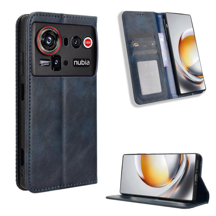 Custodia per telefono in pelle con trama retrò con fibbia magnetica, For ZTE nubia Air, For ZTE nubia Z80 Ultra, For ZTE nubia RedMagic 11 Pro / 11 Pro+, For ZTE Blade A76 4G, For ZTE Blade A76 5G, For ZTE Blade A36 4G