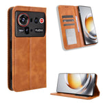 Custodia per telefono in pelle con trama retrò con fibbia magnetica, For ZTE nubia Air, For ZTE nubia Z80 Ultra, For ZTE nubia RedMagic 11 Pro / 11 Pro+, For ZTE Blade A76 4G, For ZTE Blade A76 5G, For ZTE Blade A36 4G