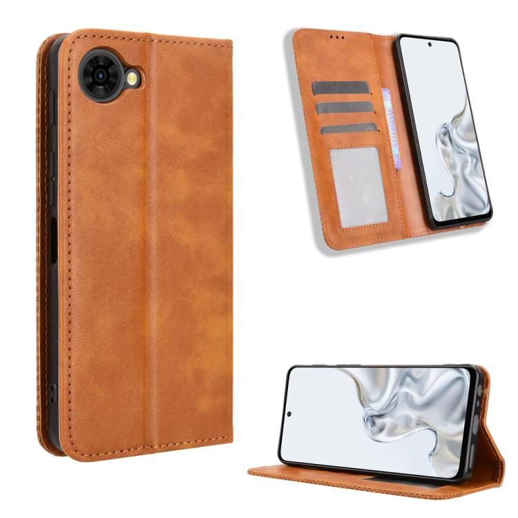 Custodia per telefono in pelle con trama retrò con fibbia magnetica, For ZTE nubia RedMagic 11 Air, For ZTE Nubia V80 Max, For ZTE A75 Pro / Telstra T-Elite 5G, For ZTE nubia S2 504ZT, For ZTE nubia S2e / S2R / S2 Lite, For ZTE nubia V80 Design