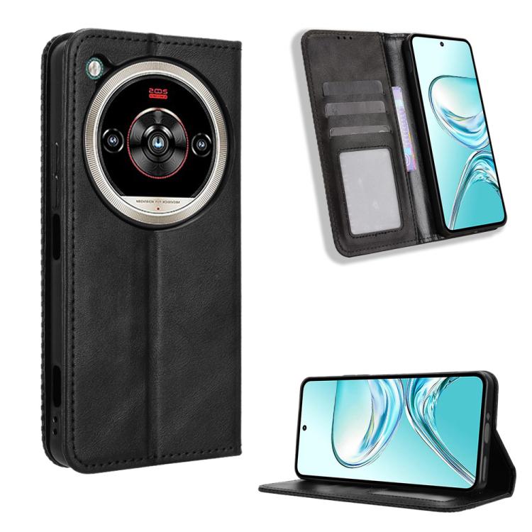 Custodia per telefono in pelle con trama retrò con fibbia magnetica, For ZTE Blade A56 4G, For ZTE nubia Neo 3 5G, For ZTE nubia Red Magic 10 Air, For ZTE Blade A35e Z2466, For ZTE nubia Neo 3 GT 5G, For ZTE nubia Focus 2 Ultra 5G