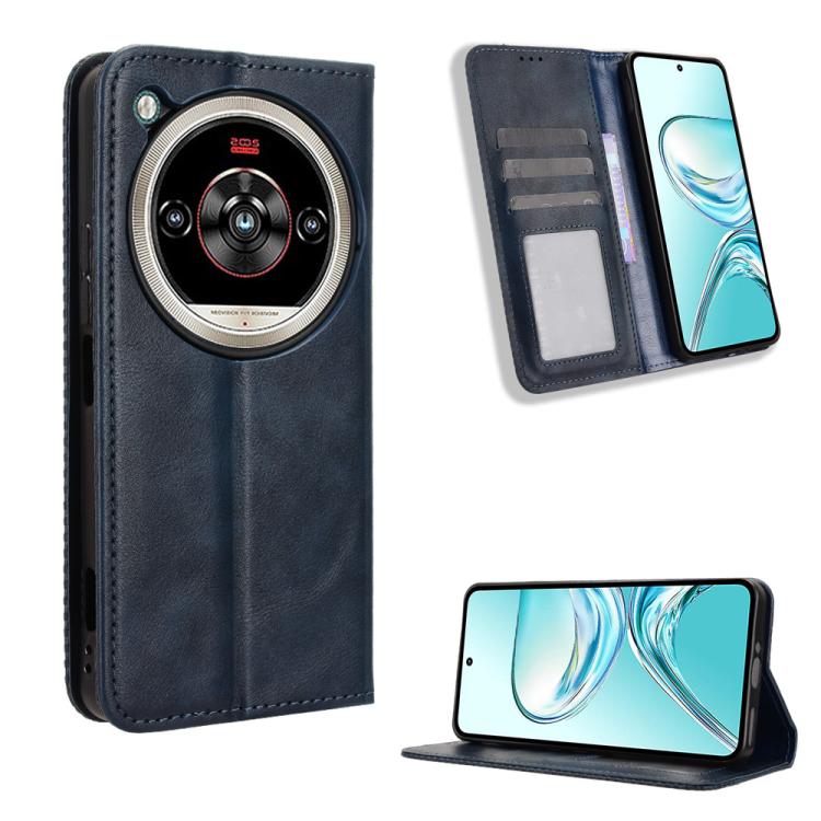 Custodia per telefono in pelle con trama retrò con fibbia magnetica, For ZTE Blade A56 4G, For ZTE nubia Neo 3 5G, For ZTE nubia Red Magic 10 Air, For ZTE Blade A35e Z2466, For ZTE nubia Neo 3 GT 5G, For ZTE nubia Focus 2 Ultra 5G