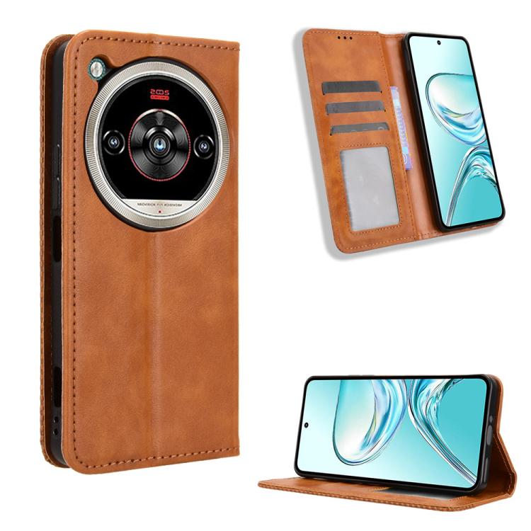 Custodia per telefono in pelle con trama retrò con fibbia magnetica, For ZTE Blade A56 4G, For ZTE nubia Neo 3 5G, For ZTE nubia Red Magic 10 Air, For ZTE Blade A35e Z2466, For ZTE nubia Neo 3 GT 5G, For ZTE nubia Focus 2 Ultra 5G