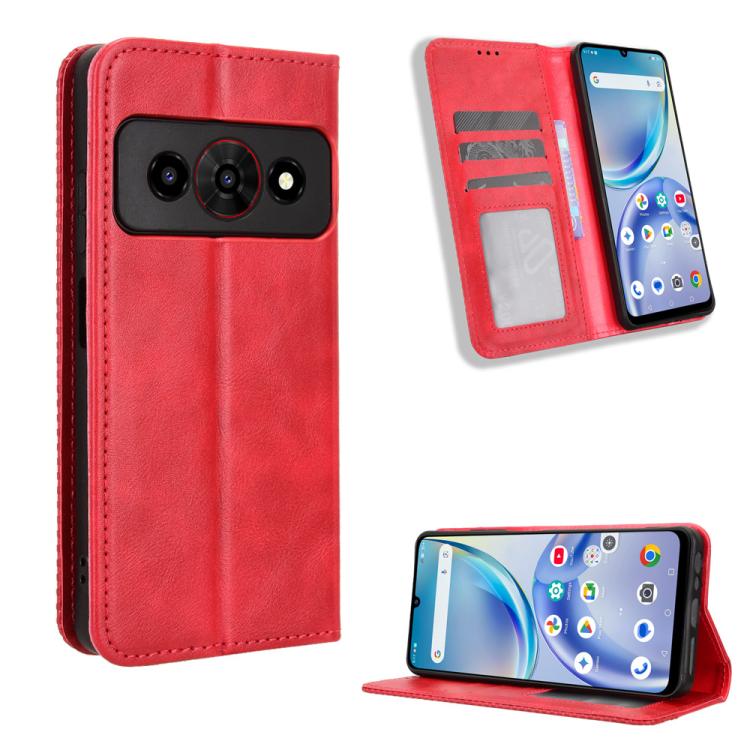 Custodia per telefono in pelle con trama retrò con fibbia magnetica, For ZTE Kantan Sumaho5 A601ZT, For ZTE nubia Neo 5 Pro 5G, For ZTE nubia Neo 5 5G, For ZTE nubia P9 Pro 5G / Optus X Pro 2 5G, For ZTE nubia Neo 5 GT 5G, For ZTE Optus X Value 5G