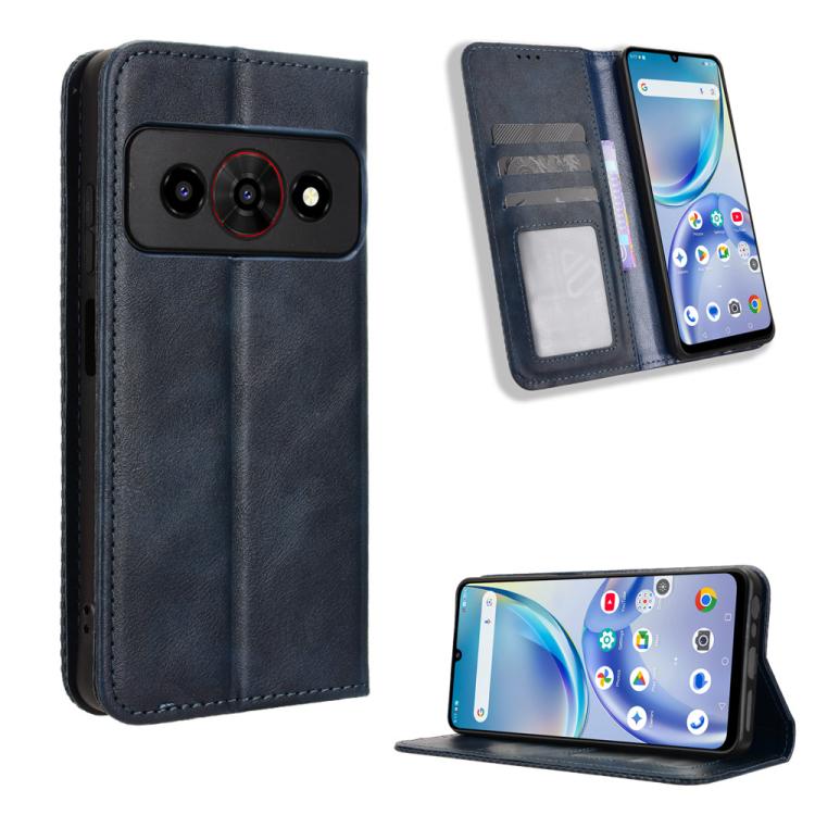 Custodia per telefono in pelle con trama retrò con fibbia magnetica, For ZTE Kantan Sumaho5 A601ZT, For ZTE nubia Neo 5 Pro 5G, For ZTE nubia Neo 5 5G, For ZTE nubia P9 Pro 5G / Optus X Pro 2 5G, For ZTE nubia Neo 5 GT 5G, For ZTE Optus X Value 5G