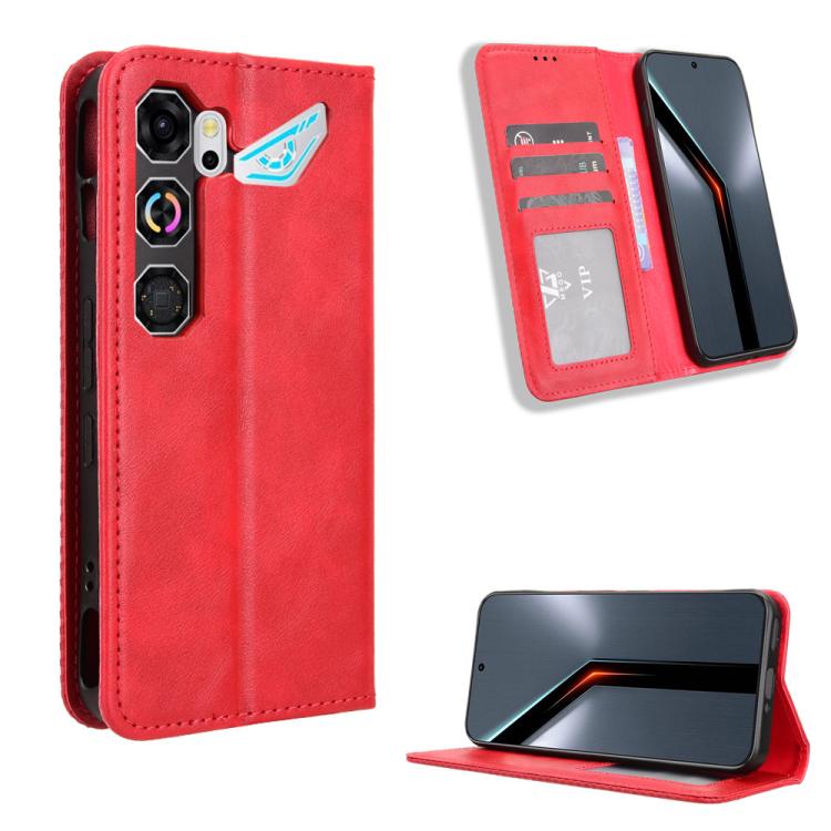Custodia per telefono in pelle con trama retrò con fibbia magnetica, For ZTE Kantan Sumaho5 A601ZT, For ZTE nubia Neo 5 Pro 5G, For ZTE nubia Neo 5 5G, For ZTE nubia P9 Pro 5G / Optus X Pro 2 5G, For ZTE nubia Neo 5 GT 5G, For ZTE Optus X Value 5G