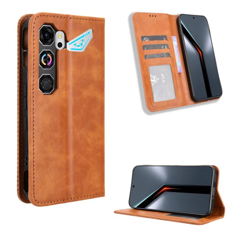 Custodia per telefono in pelle con trama retrò con fibbia magnetica, For ZTE Kantan Sumaho5 A601ZT, For ZTE nubia Neo 5 Pro 5G, For ZTE nubia Neo 5 5G, For ZTE nubia P9 Pro 5G / Optus X Pro 2 5G, For ZTE nubia Neo 5 GT 5G, For ZTE Optus X Value 5G