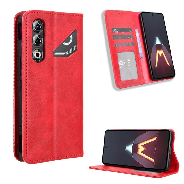 Custodia per telefono in pelle con trama retrò con fibbia magnetica, For ZTE Kantan Sumaho5 A601ZT, For ZTE nubia Neo 5 Pro 5G, For ZTE nubia Neo 5 5G, For ZTE nubia P9 Pro 5G / Optus X Pro 2 5G, For ZTE nubia Neo 5 GT 5G, For ZTE Optus X Value 5G