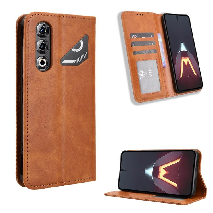 Custodia per telefono in pelle con trama retrò con fibbia magnetica, For ZTE Kantan Sumaho5 A601ZT, For ZTE nubia Neo 5 Pro 5G, For ZTE nubia Neo 5 5G, For ZTE nubia P9 Pro 5G / Optus X Pro 2 5G, For ZTE nubia Neo 5 GT 5G, For ZTE Optus X Value 5G