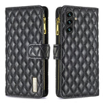 Custodia portafoglio in pelle con cerniera per Samsung Galaxy S24