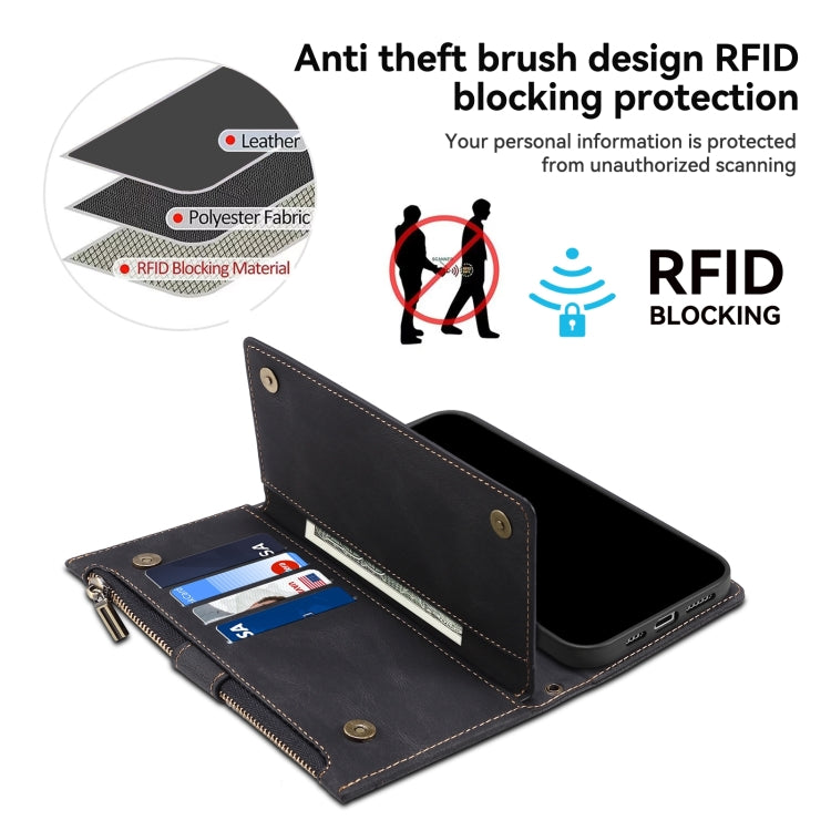ESEBLE Custodia per cellulare in pelle RFID retro smerigliata, For iPhone 15 Pro, For iPhone 15 Plus, For iPhone 15
