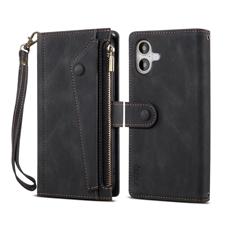 ESEBLE Custodia per cellulare in pelle RFID retro smerigliata, For iPhone 17e / 16e, For iPhone 16 Pro Max, For iPhone 16 Pro, For iPhone 16 Plus, For iPhone 16, For iPhone 15 Pro Max