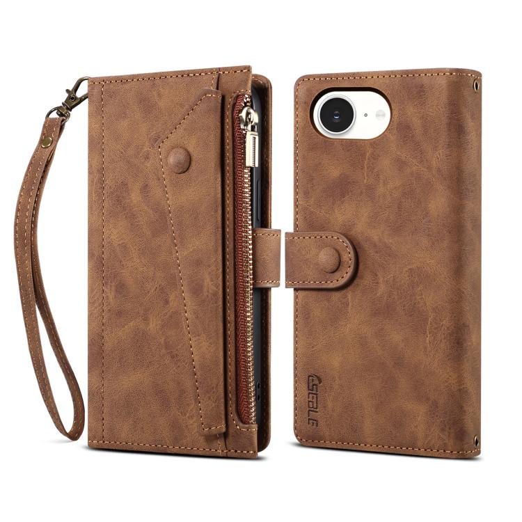 ESEBLE Custodia per cellulare in pelle RFID retro smerigliata, For iPhone 17e / 16e, For iPhone 16 Pro Max, For iPhone 16 Pro, For iPhone 16 Plus, For iPhone 16, For iPhone 15 Pro Max