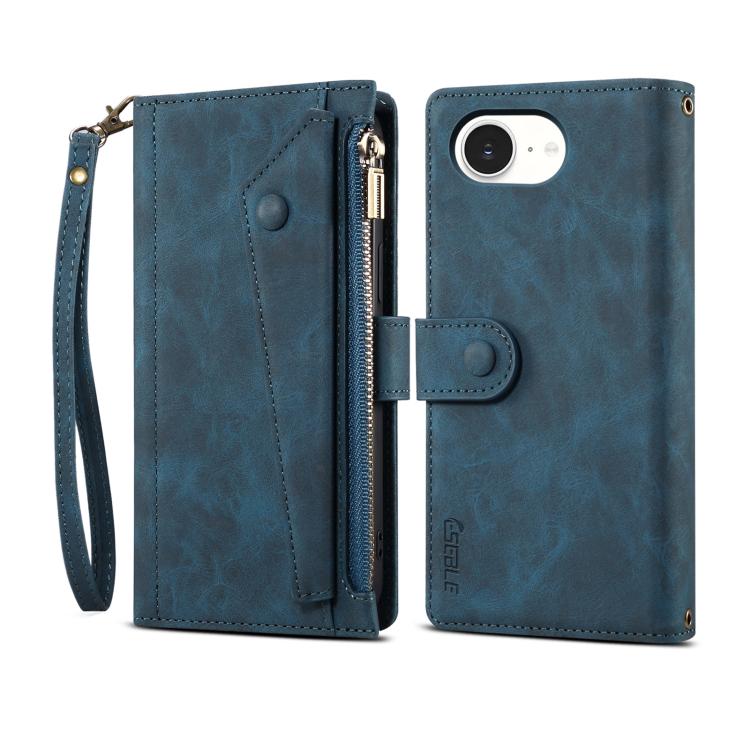 ESEBLE Custodia per cellulare in pelle RFID retro smerigliata, For iPhone 17e / 16e, For iPhone 16 Pro Max, For iPhone 16 Pro, For iPhone 16 Plus, For iPhone 16, For iPhone 15 Pro Max