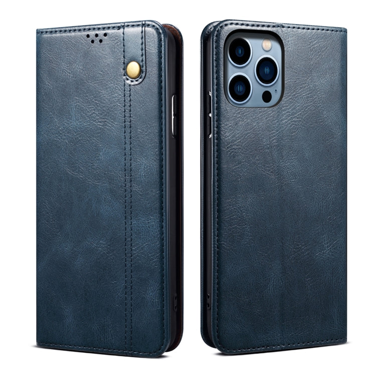 Custodia per telefono in pelle con trama di cavallo pazzo in cera d'olio, For iPhone 17e / 16e, For iPhone 16 Pro Max, For iPhone 16 Pro, For iPhone 16 Plus, For iPhone 16, For iPhone 15 Pro Max