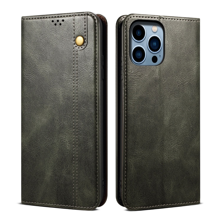 Custodia per telefono in pelle con trama di cavallo pazzo in cera d'olio, For iPhone 17e / 16e, For iPhone 16 Pro Max, For iPhone 16 Pro, For iPhone 16 Plus, For iPhone 16, For iPhone 15 Pro Max