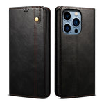 Custodia per telefono in pelle con trama di cavallo pazzo in cera d'olio, For iPhone 15 Pro, For iPhone 15 Plus, For iPhone 15
